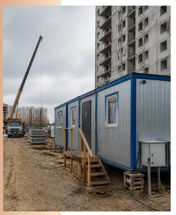 Аренда строительных вагончиков для рабочих в Санкте-Петербурге